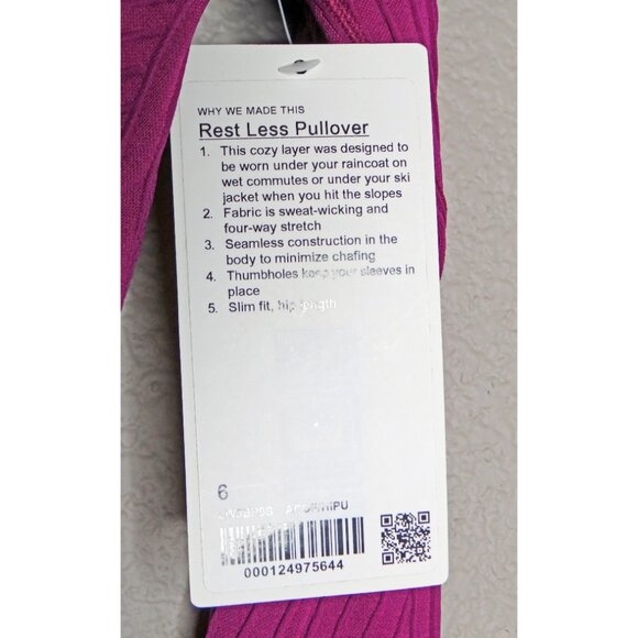 lululemon Rest Less Pullover in Aerial Current Deep Fuschia  / Purple Size 6 - Picture 6 of 11